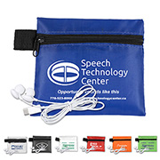 “ZipTune” Mobile Tech Earbud Kit In Zipper Pouch Components inserted into Polyester Zipper Pouch